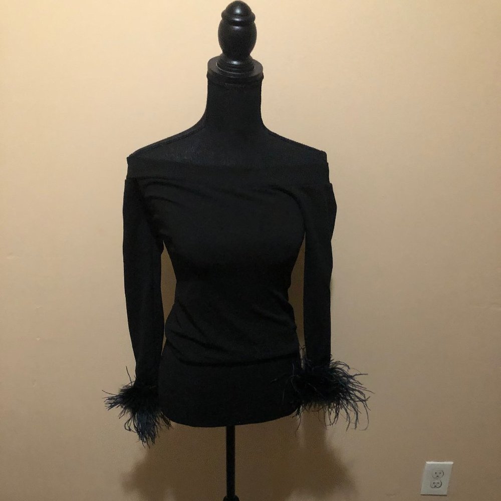 Feather cuffed long sleeve shirt